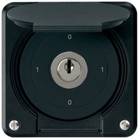 UP-Schlüsselschalter robusto IP55 mit Klappdeckel S0/2P schwarz für Kombination