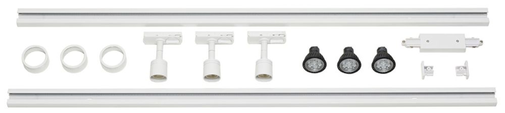 Leuchten-Set SLV Puri 3×Spot GU10 2×Stromschiene 1×Mitteleinspeiser weiss