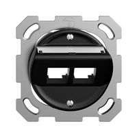 UP-Montageset S-One STANDARDdue QM für 2×RJ45 schräg, schwarz