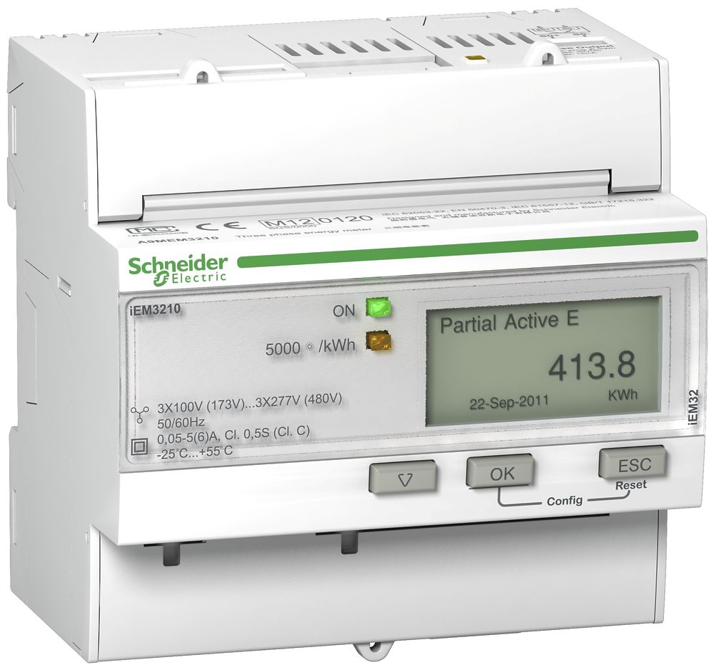 Compteur d'énergie AMD Schneider Electric iEM3210 MID 3P+N transfo impulsion