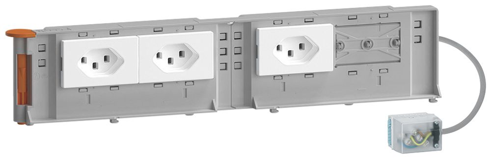 Support d'appareils Hager BKG 3×type 23 16A 250V 80×342mm Ecobus blanc