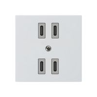 USB-Ladesteckdose Hager kallysto 2×C-C 2×20W oder 4×10W 5V 60×60mm weiss