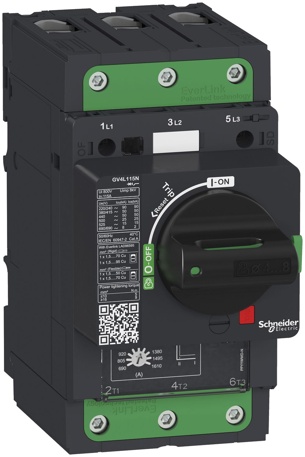 Salvamotore Tesys GV4L50B, 50A, magnetica, 25KA