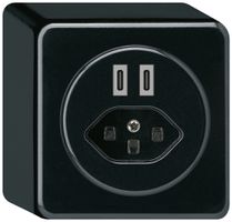 Presa di carica USB AP Hager basico C-C 20W+T23 5V 86×86mm nero