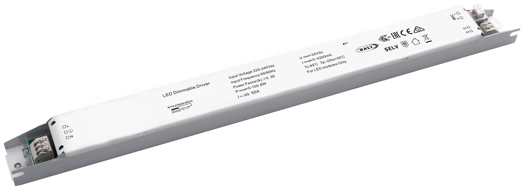 Convertitore LED DOTLUX CV IP20 DALI 0…100W 24V/4.2A 360×30×21mm