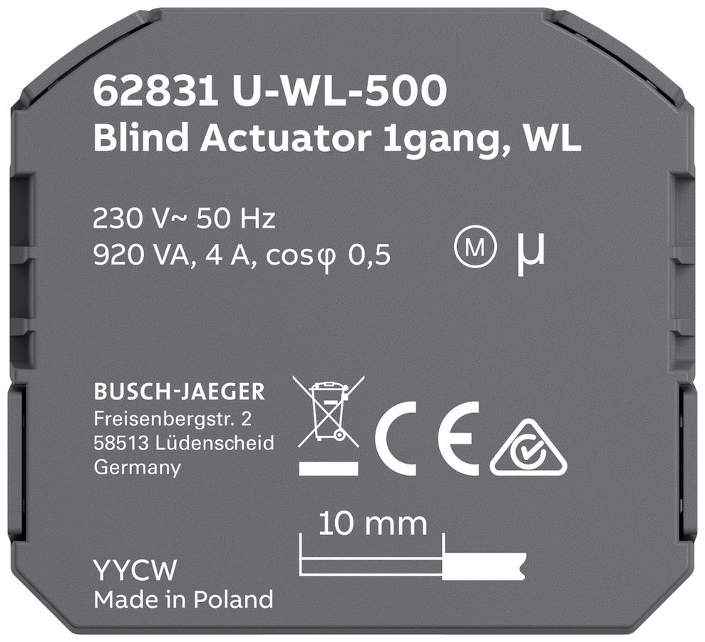 Attuatore per persiana INS RF ABB-free@home 62831 U-WL-500 1-volte 4A/230VAC