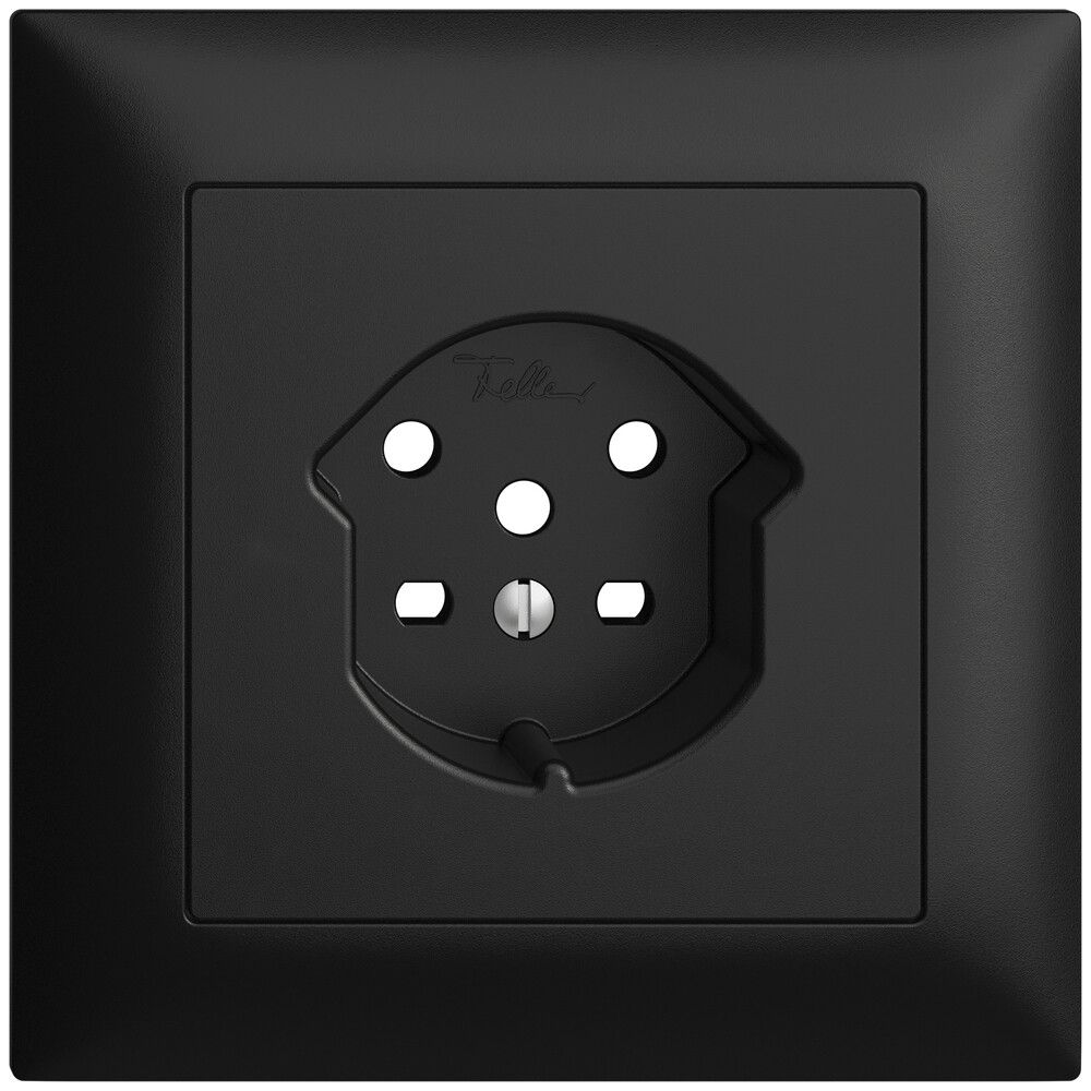 UP-Frontset EDIZIOdue schwarz 88×88mm 1×T15A