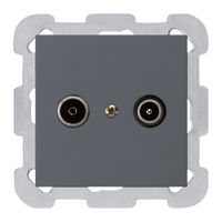 Presa di passaggio INC kallysto R/TV 14dB antracite con piastra di fissaggio