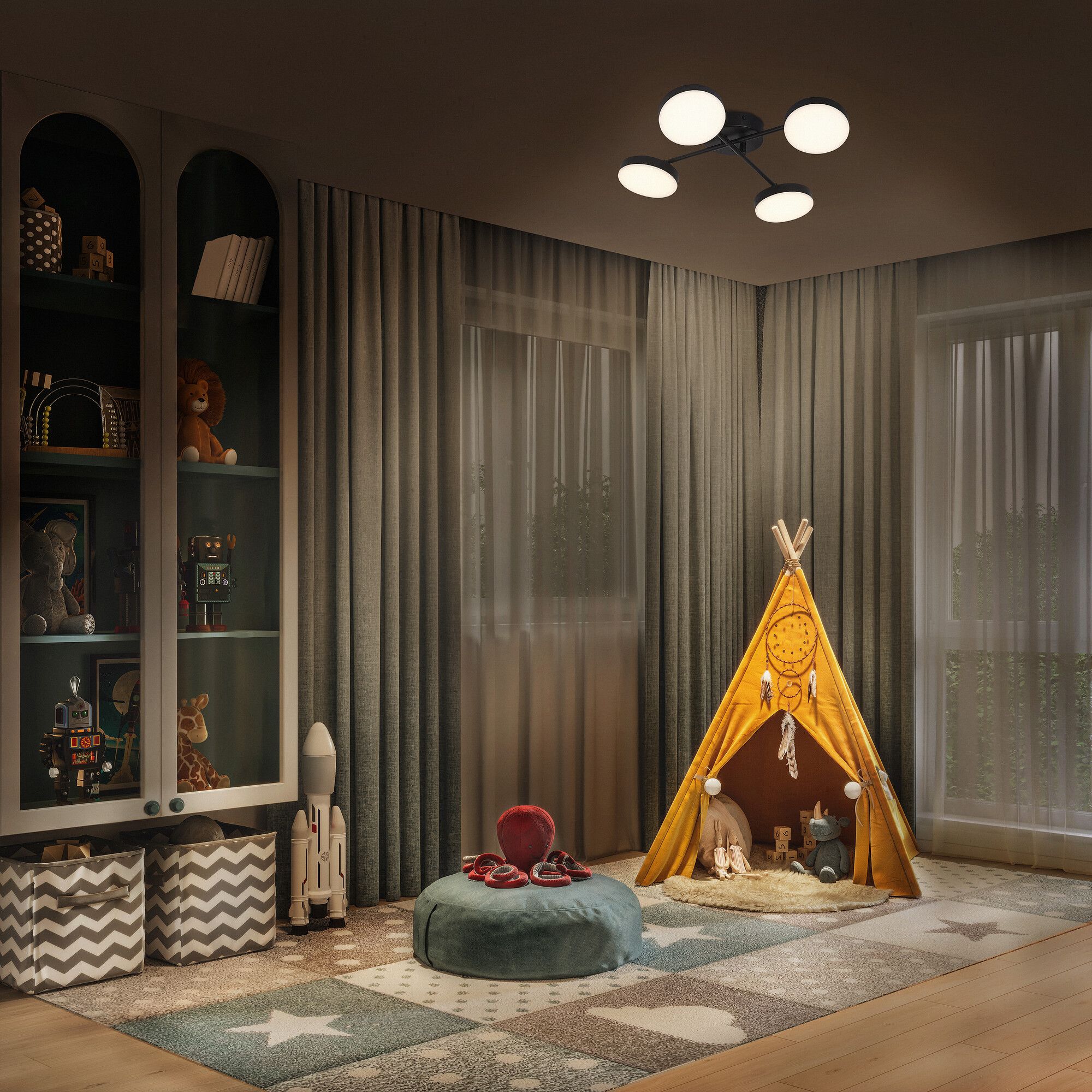 Spot LED LEDVANCE Decor Moon Cross 21W 1120lm 830 482×482×92mm noir 4×spot