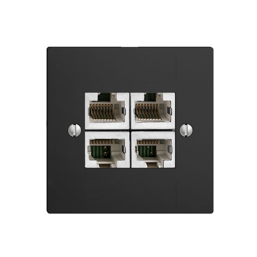 Einsatz zu UP-Anschlussdose 4×RJ45/s 4P getr. EDIZIOdue schwarz ITplus