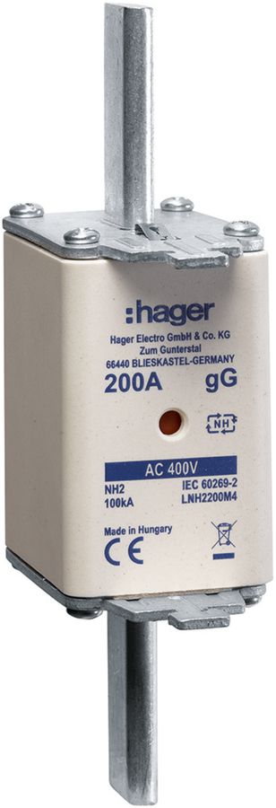 Fusible HPC Hager DIN2 400VAC 250A gG/gL avertisseur double antirouille