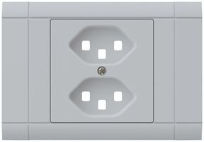 EB-Frontset kallysto für Einbausteckdose 2×Typ 23 Abdeckrahmen steckbar hellgrau