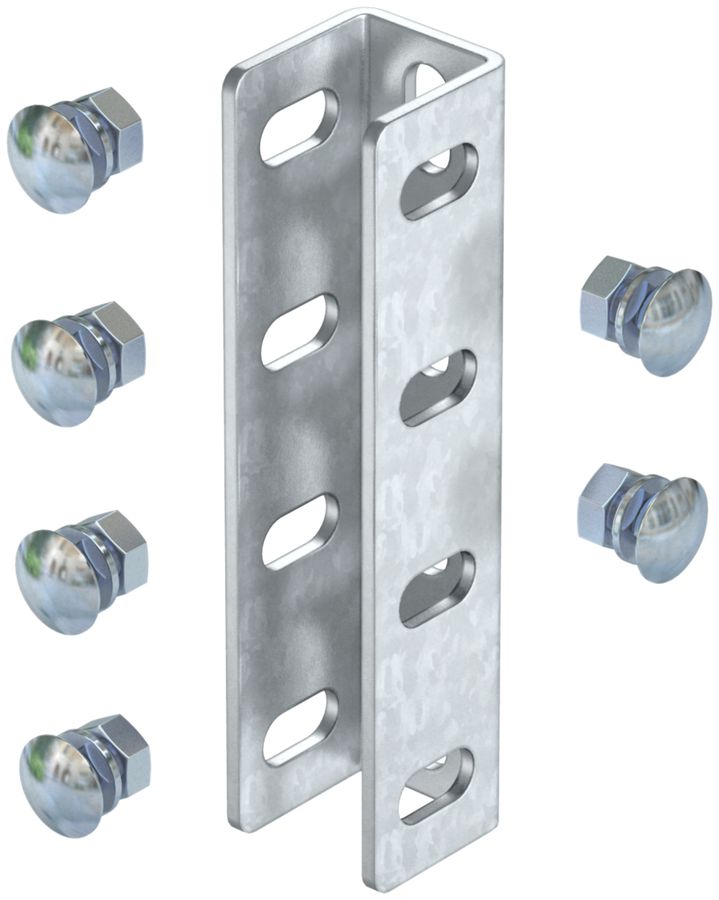 Raccord U montant Bettermann 200×44mm zingué à chaud par immersion