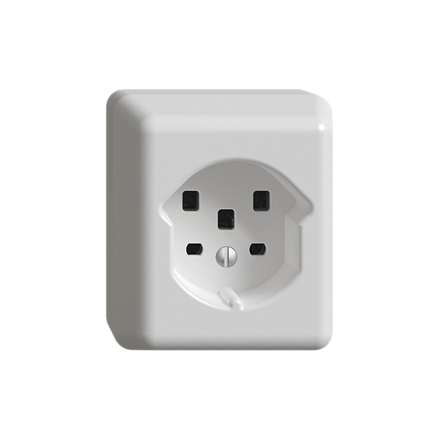 Prise AP FH T25 16A blanc, avec bornes enf.