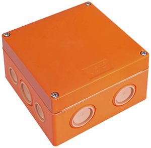 Boîte de dérivation AP ELBRO E90 126×126×86mm IP66 10×10mm² 10×M20/25 orange