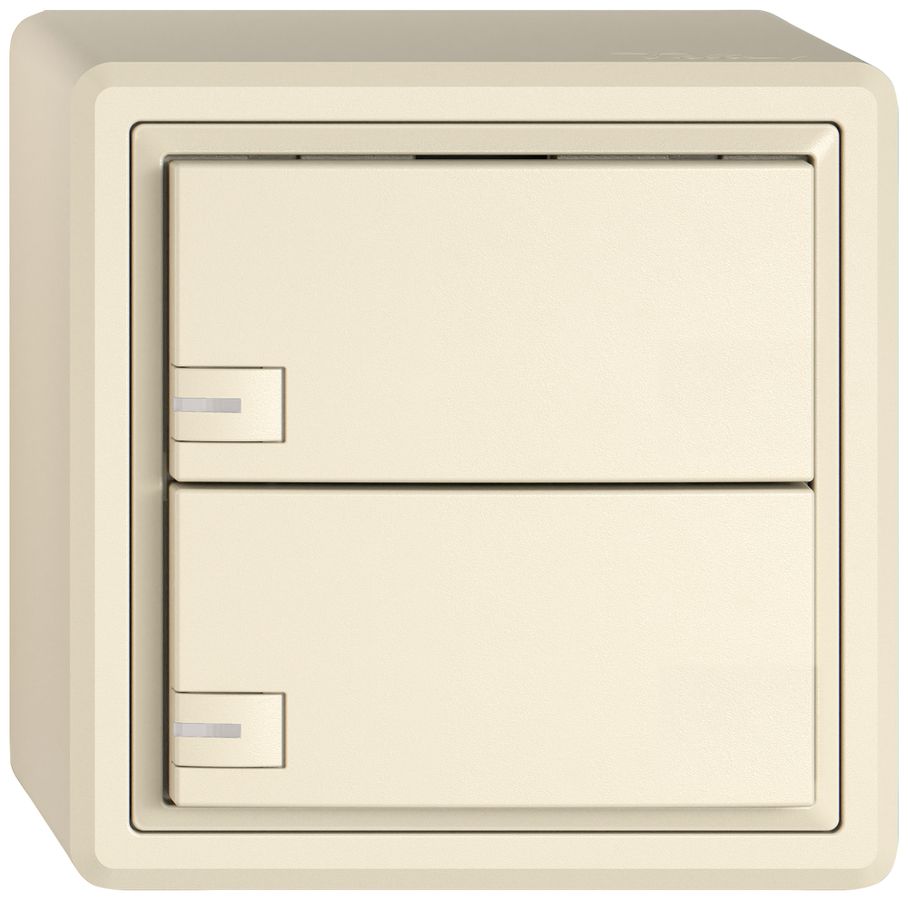 Poussoir universel AP EDIZIO.liv UNI SNAPFIX® 12…48V a.LED bleu 2× comm.1T cr