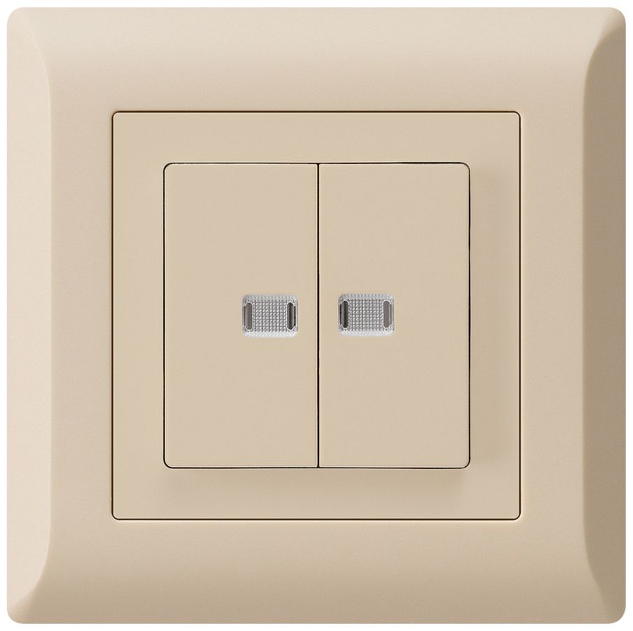 UP-Leuchtdruckschalter kallysto.line 1/3+3/1 mit 2 Linsen beige