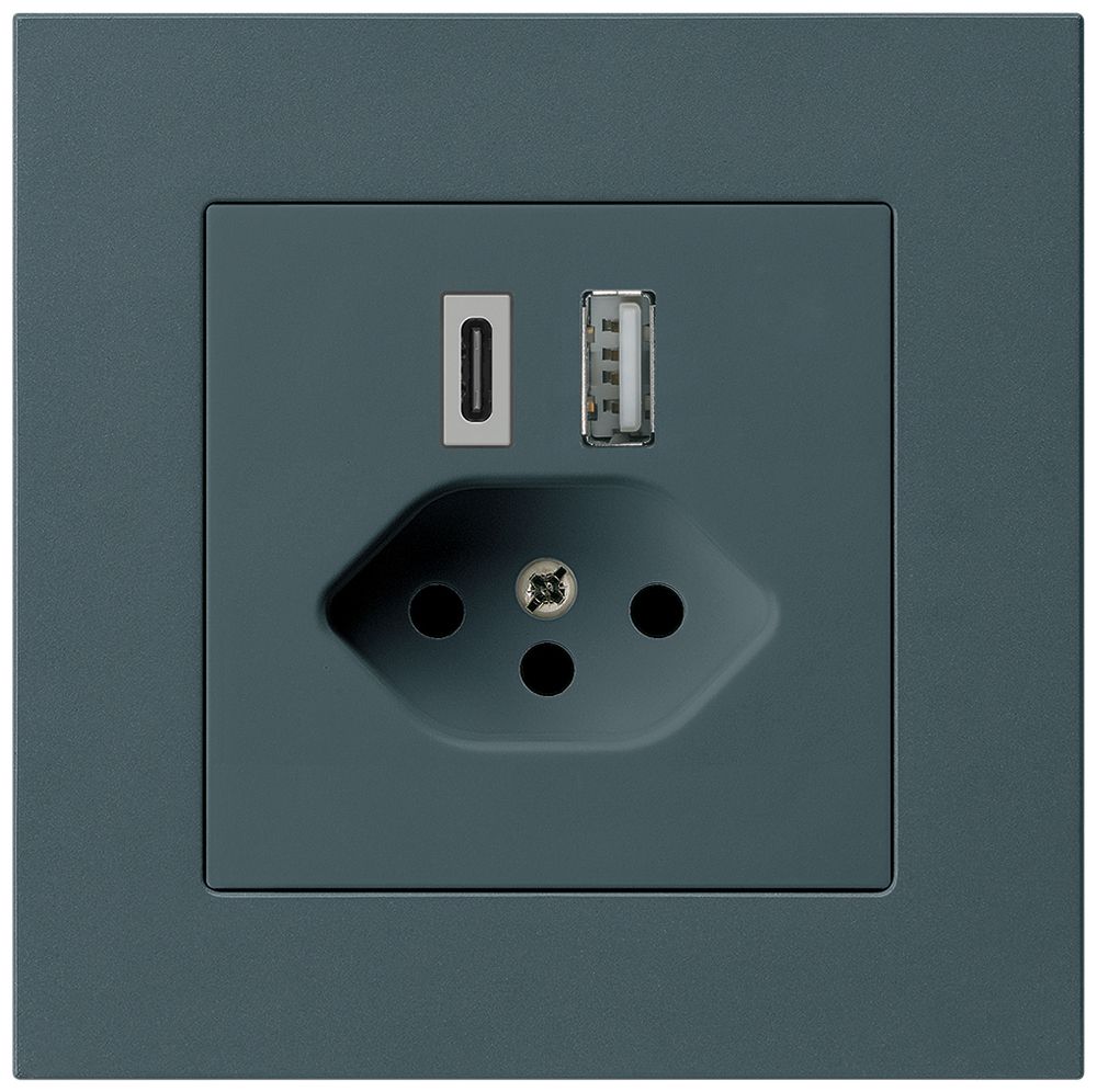 UP-USB-Ladesteckdose kallysto.pro 18W PD 1×Typ A 1×Typ C T13 anthrazit