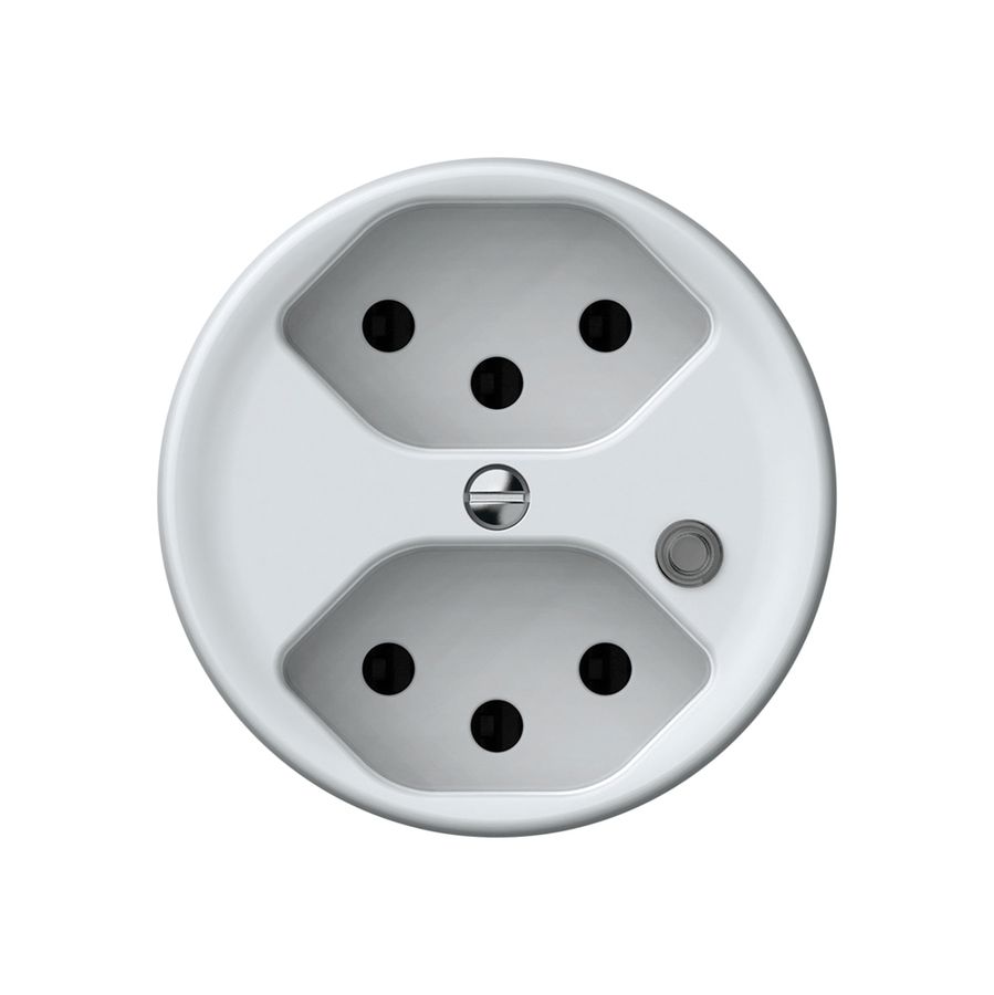 Steckdose origin 2×Typ 13 bel.grün 10A 230V 60×60mm weiss