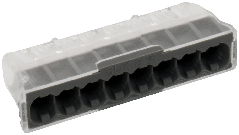 Borne de connexion Electro Terminal 8P 0.5…2.5mm² gris transparent