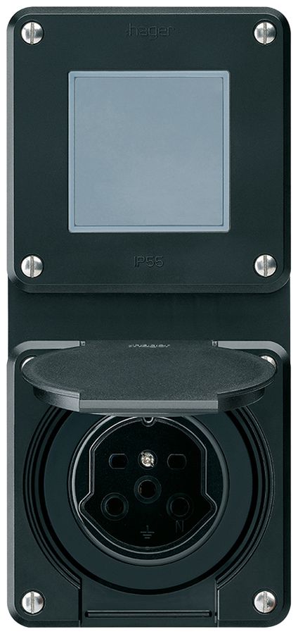 Combi INC 2×1 HA robusto sch3/tipo 15 c.morsetti a innesto c.coperchio nero