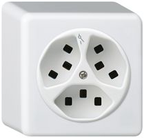 Presa AP Hager basico 3×tipo 23 1×S Q bianco