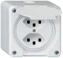 AP-Steckdose robusto 2×Typ 23 weiss