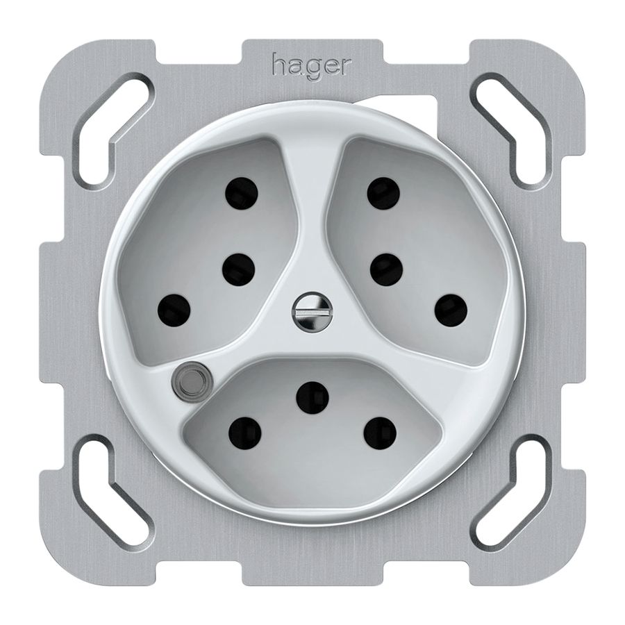 UP-Steckdose origin 3×Typ 13 bel.grün 10A 230V 77×77mm weiss