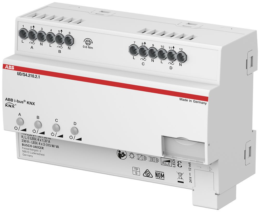 REG-Dimmaktor ABB KNX UD/S 4.315.2.1, 4×315W