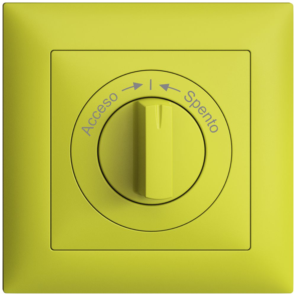 Frontset EDIZIOdue Acceso->I<-Spento lemon 88×88mm für Schwenktaster