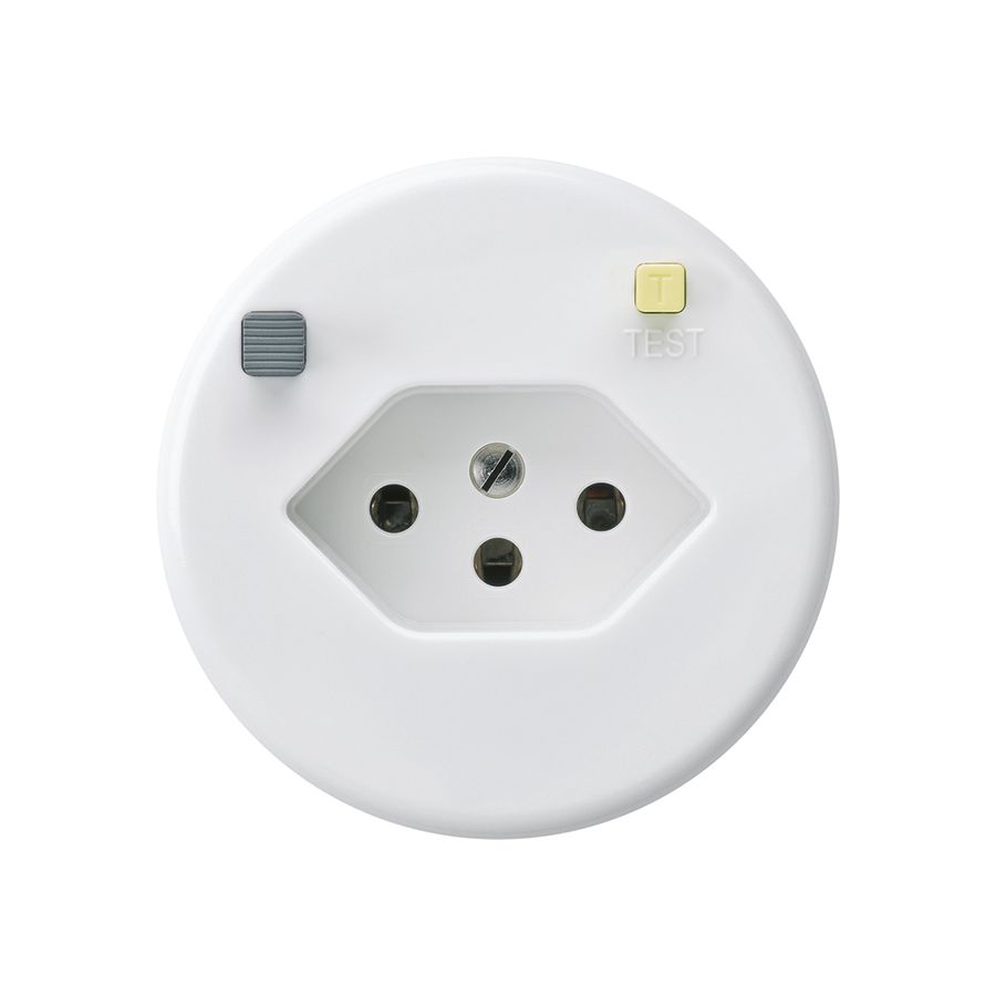 Prise basico A T13 FI 30mA blanc, avec shutter