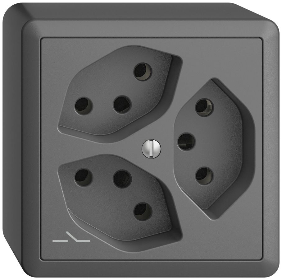 AP-Steckdose EDIZIOdue 3×T13 1×S dunkelgrau
