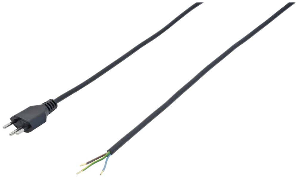 Apparatekabel Tdlr 3×0.75mm² 3m schwarz Stecker T12