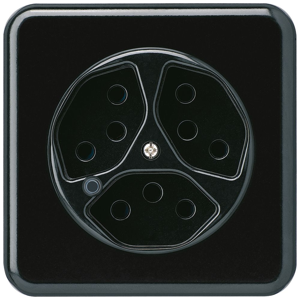 Presa INC Hager basico 3×tipo 13 illuminati C nero