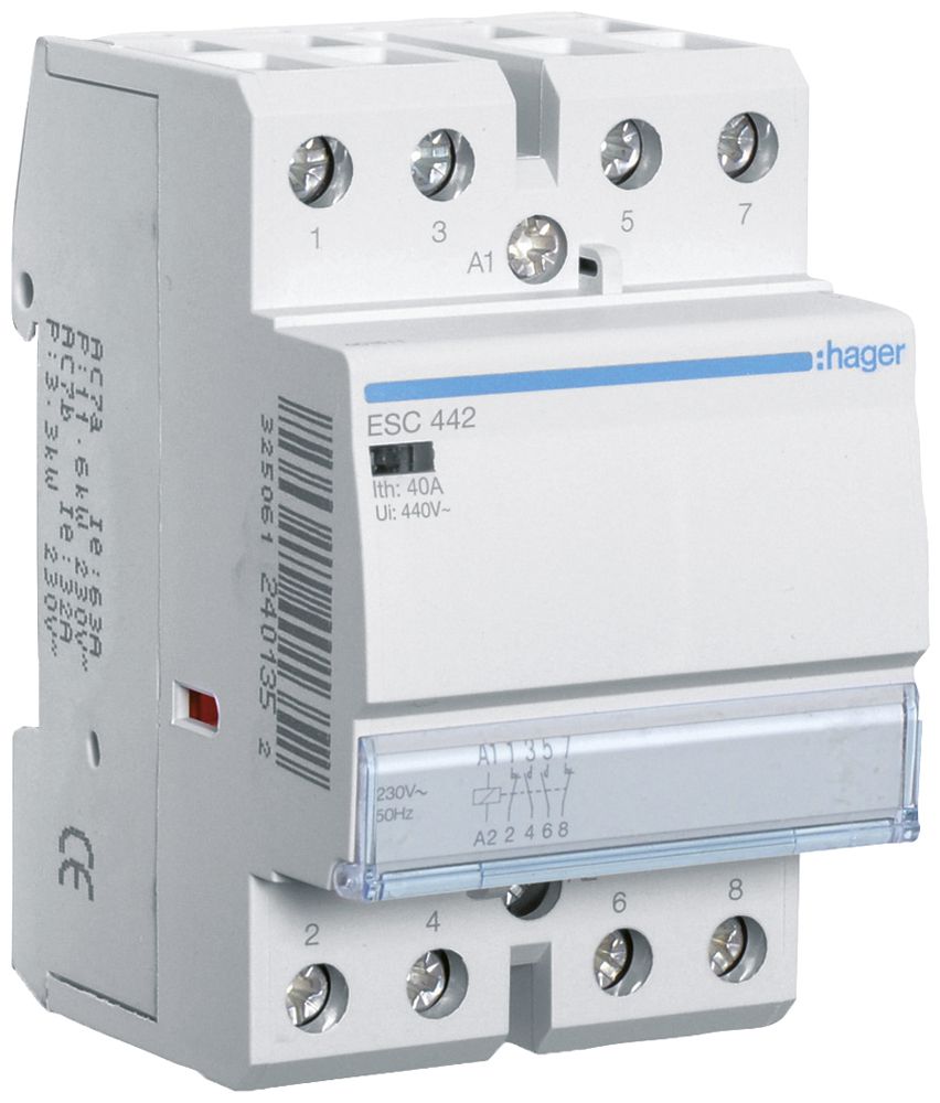 REG-Schütz Hager 230VAC 2 Schliesser 2 Öffner 40A 3TE