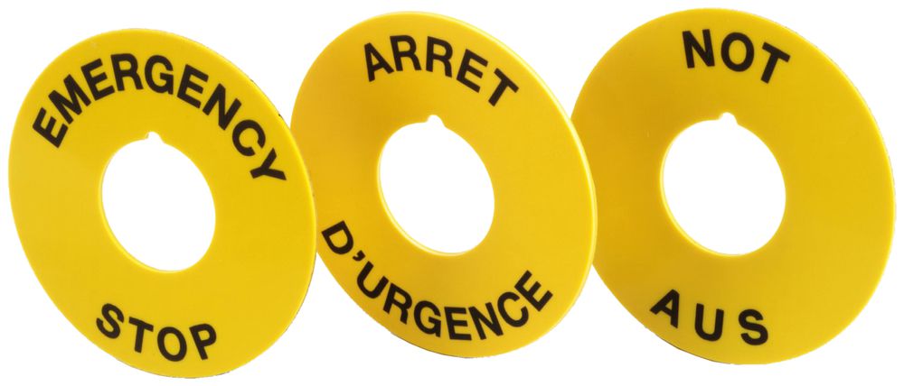 Placchetta indicatrice EAO 04, Ø45mm, con impressione NOT AUS, giallo