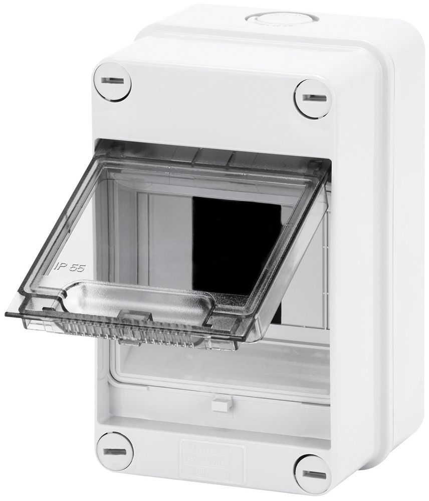 Tableau de distribution AP GEWISS 40CDK, 1 rangée 4UM, 105×170×98mm, IP55, gris