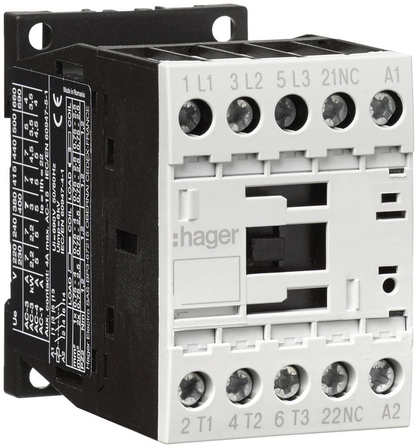 Leistungsschütz Hager 3P+1 Öffner 7A bei AC-3 Spulenspannung 230VAC
