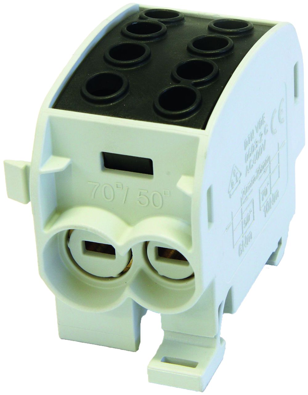 Bloc répartiteur type C 2×70/2×50mm² 160A CU noir