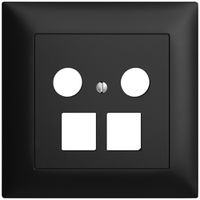 Kit di copertura INC EdizioDUE FMI, p.presa multimedia, p.2×RJ45 Keystone nero