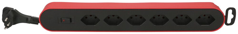 Prise multiple MAX HAURI Design/Line 6×T13, Td 3×1mm², 2.2m, rouge/noir