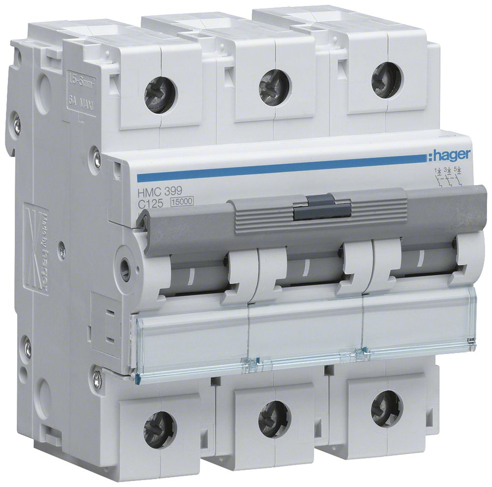 Leitungsschutzschalter Hager MCB 3P 400V Typ C 125A Icn 15kA 4.5TE