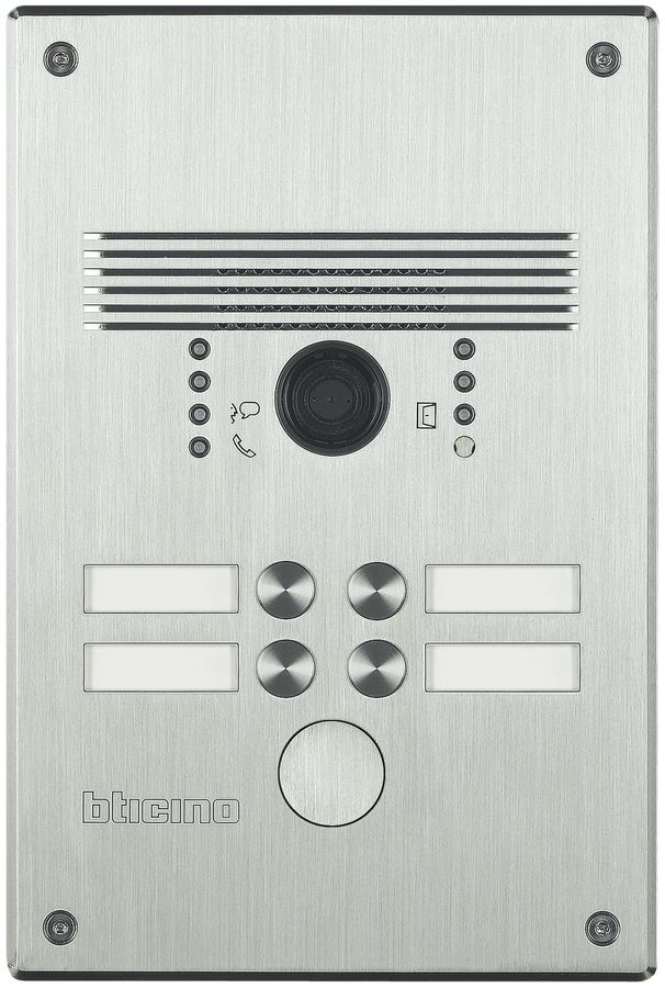 Interphone portier ENC avec vidéo Bticino 2×2 touches inox.