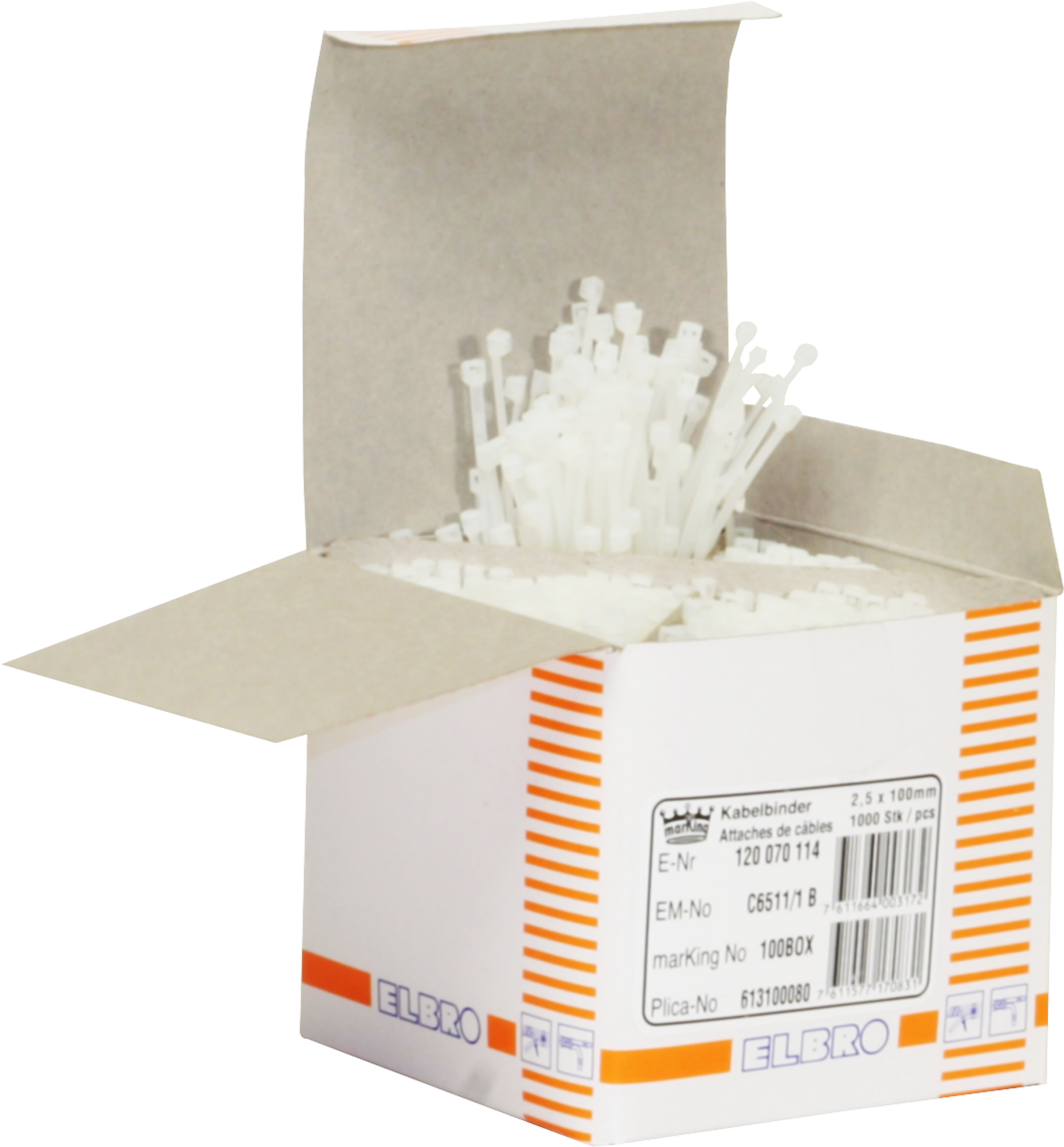 Kabelbinder Nylon 2.5/100mm weiss in Box à 1000 Stk