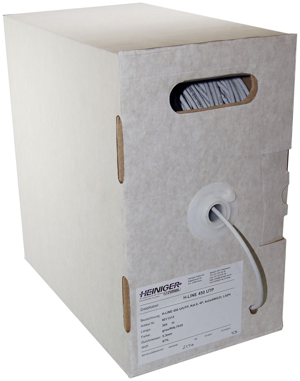 Datenkabel H-Line-450 4P UTP Kat.6 Dca