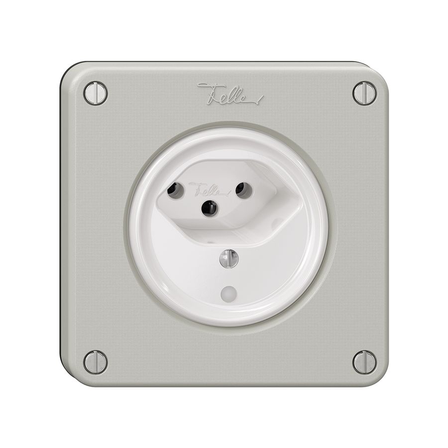 Steckdose NEVO, 1×T13, m.LED, lichtgrau