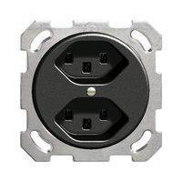 UP-Steckdose 2×T23 16A schwarz, FH, mit Steckklemmen