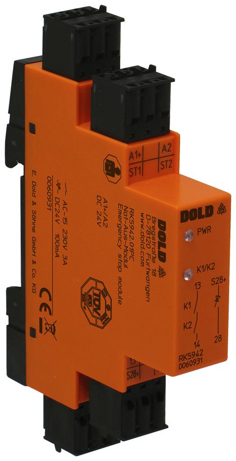 Relais de sécurité AMD Dold RK5942.01PC ARRET D'URGENCE 24VDC 1NO+1NO 5A