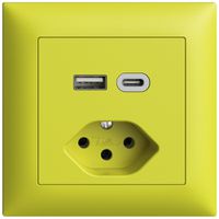 Prise ENC USB type A+C + type 13 Feller EDIZIOdue FMI 230V 3000mA lemon