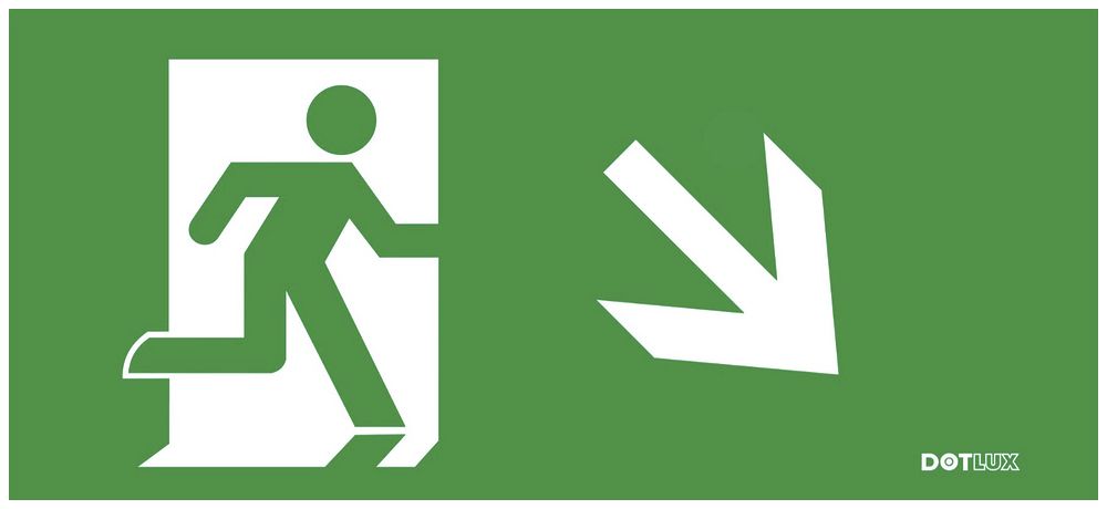 Piktogramm DOTLUX mit Pfeil diagonal nach rechts unten f.EXITflat